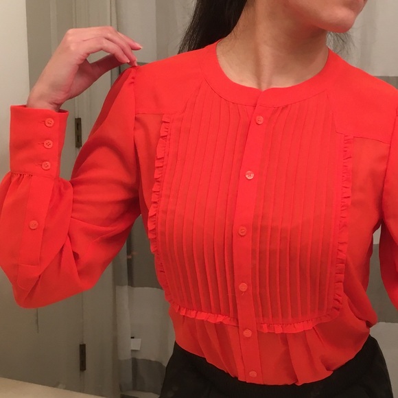 Orange Victorian Blouse JCrew - Picture 5 of 8